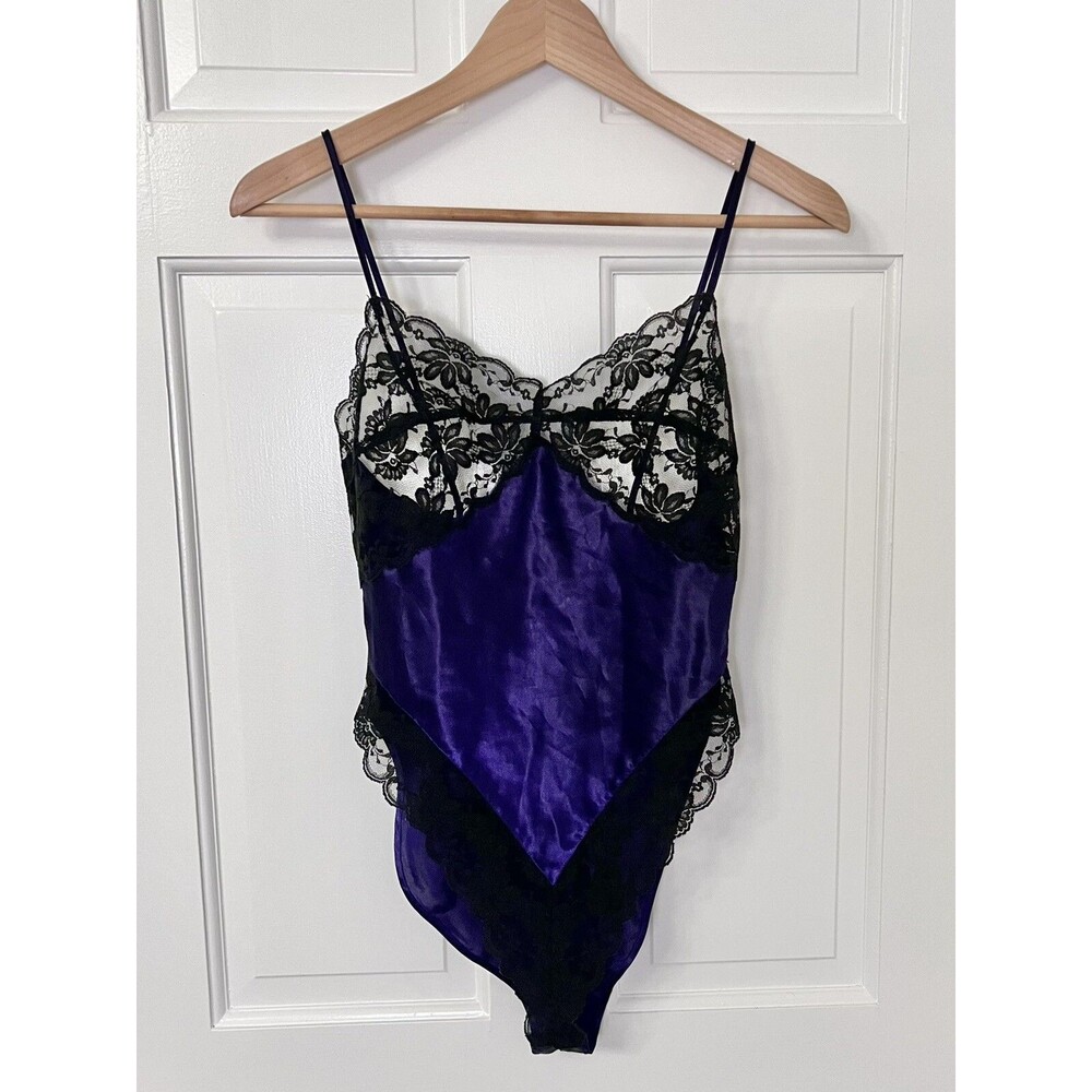 Vintage Victoria’s Secret Gold Label Women’s Size XS Purple Teddy Bodysuit Lace - Picture 3 of 9